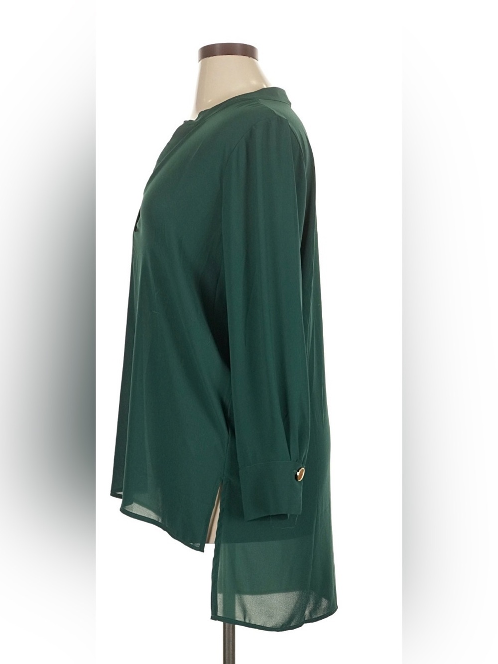 ELOQUII Blouse Top Tunic Womens Lg Pull Over Long Sleeve V-Neck Solid Green New - Picture 4 of 8